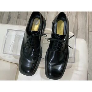 Kenneth Cole Reaction Mens Black Square Toe Lace Up Dress Shoes Oxfords